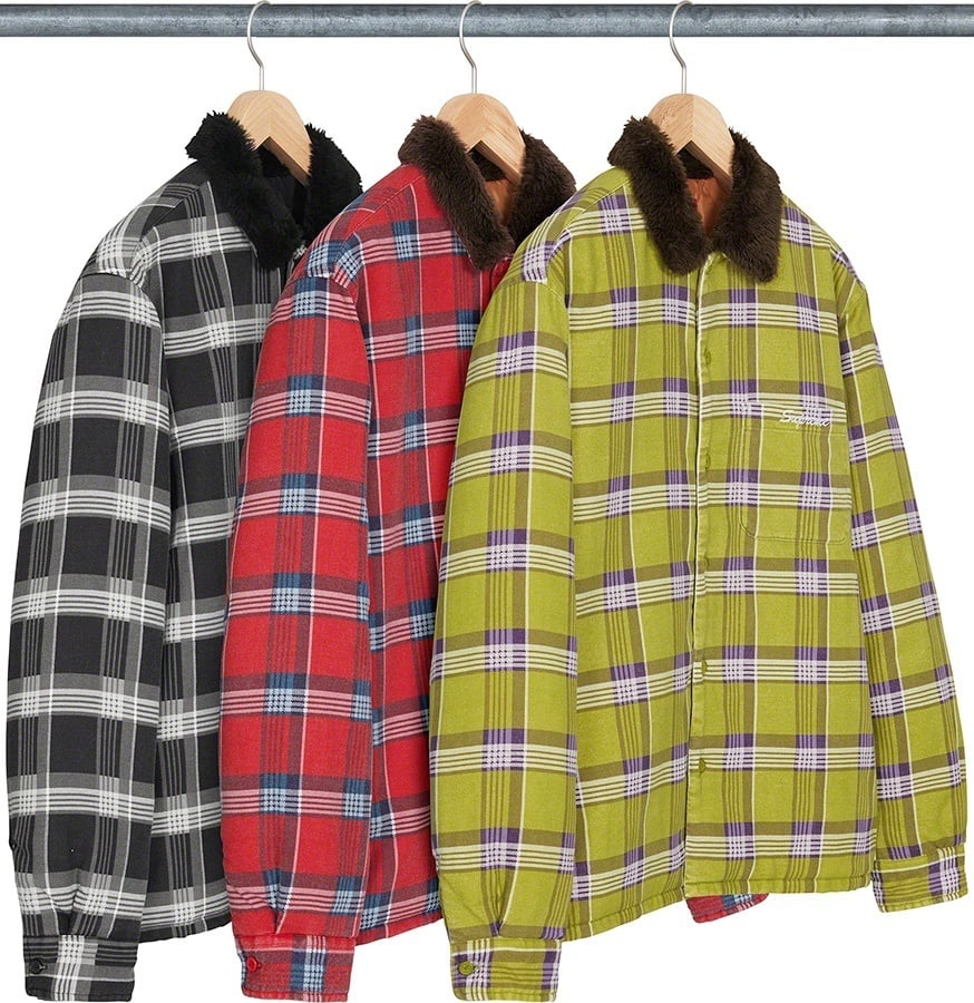 Faux Fur Collar Flannel Shirt
